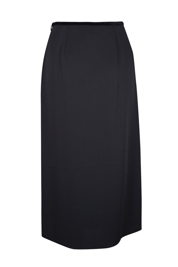 Vince - Black Velvet Trim Side-Slit Skirt