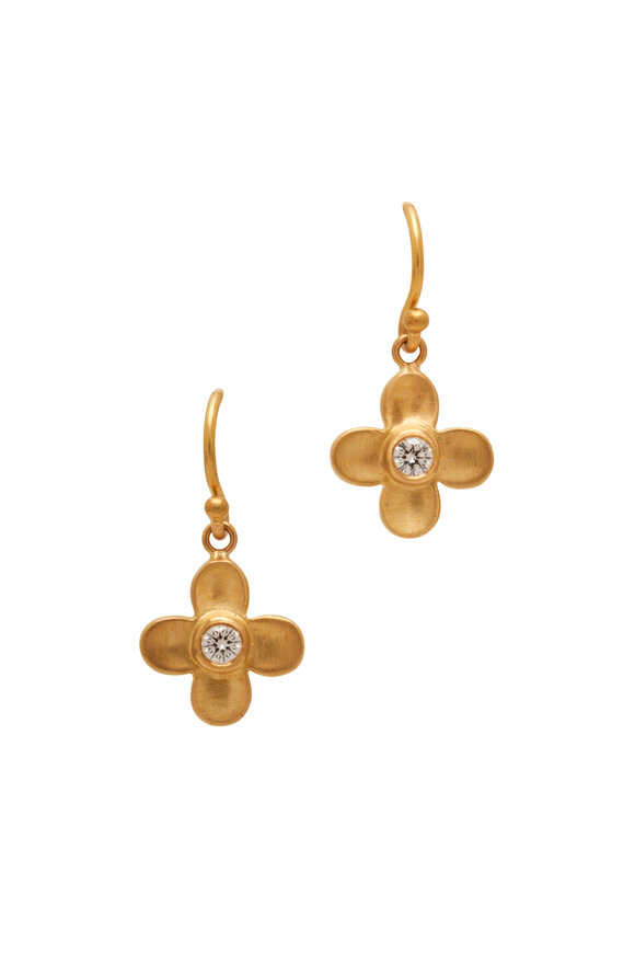 Caroline Ellen - Diamond Four Petal Flower Earrings