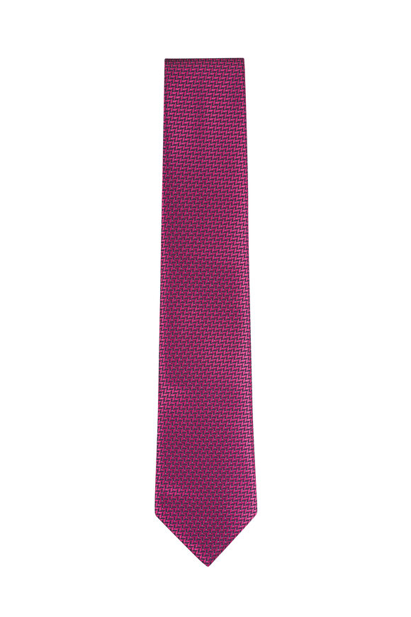 Brioni Dark Red Silk Jacquard Necktie
