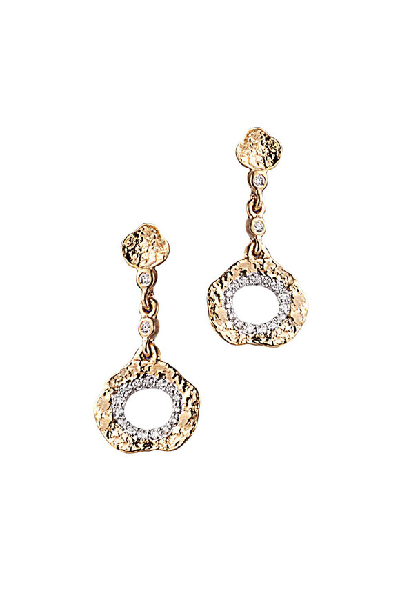Coomi - 20K Yellow Gold Diamond Open Flower Drop Earrings