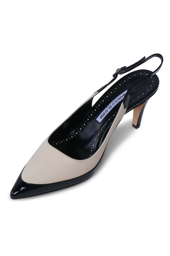 Manolo Blahnik - Bicolor Leather Slingback Pumps