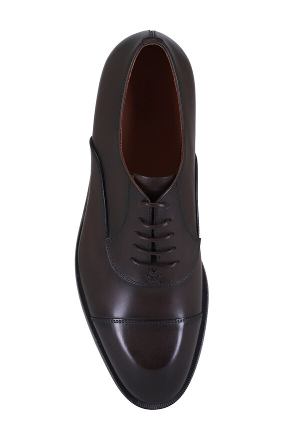 Zegna Torino Dark Brown Leather Captoe Dress Shoe - view 3