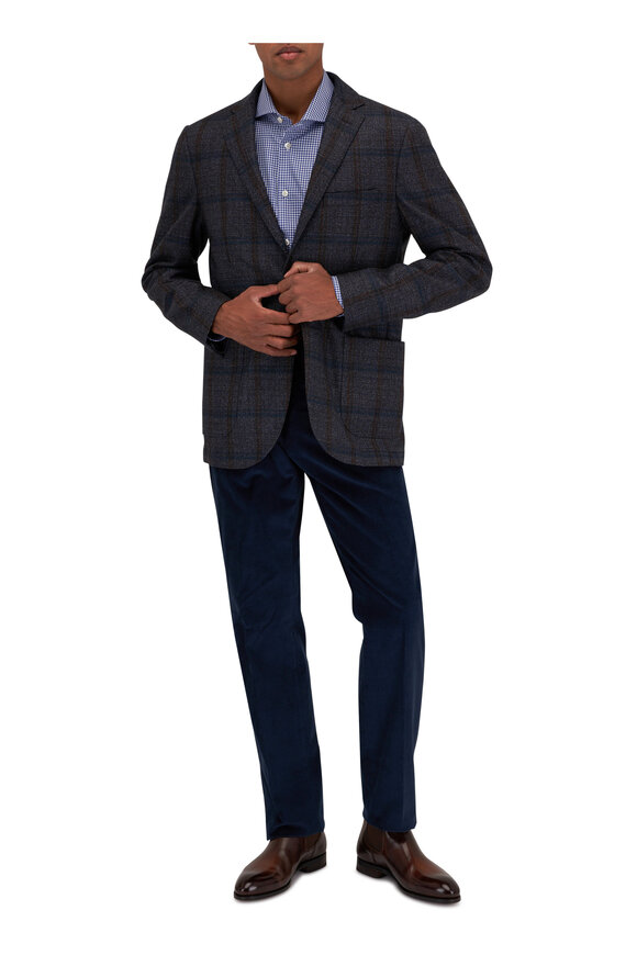 Maurizio Baldassari - Navy Windowpane Plaid Wool Sportcoat 