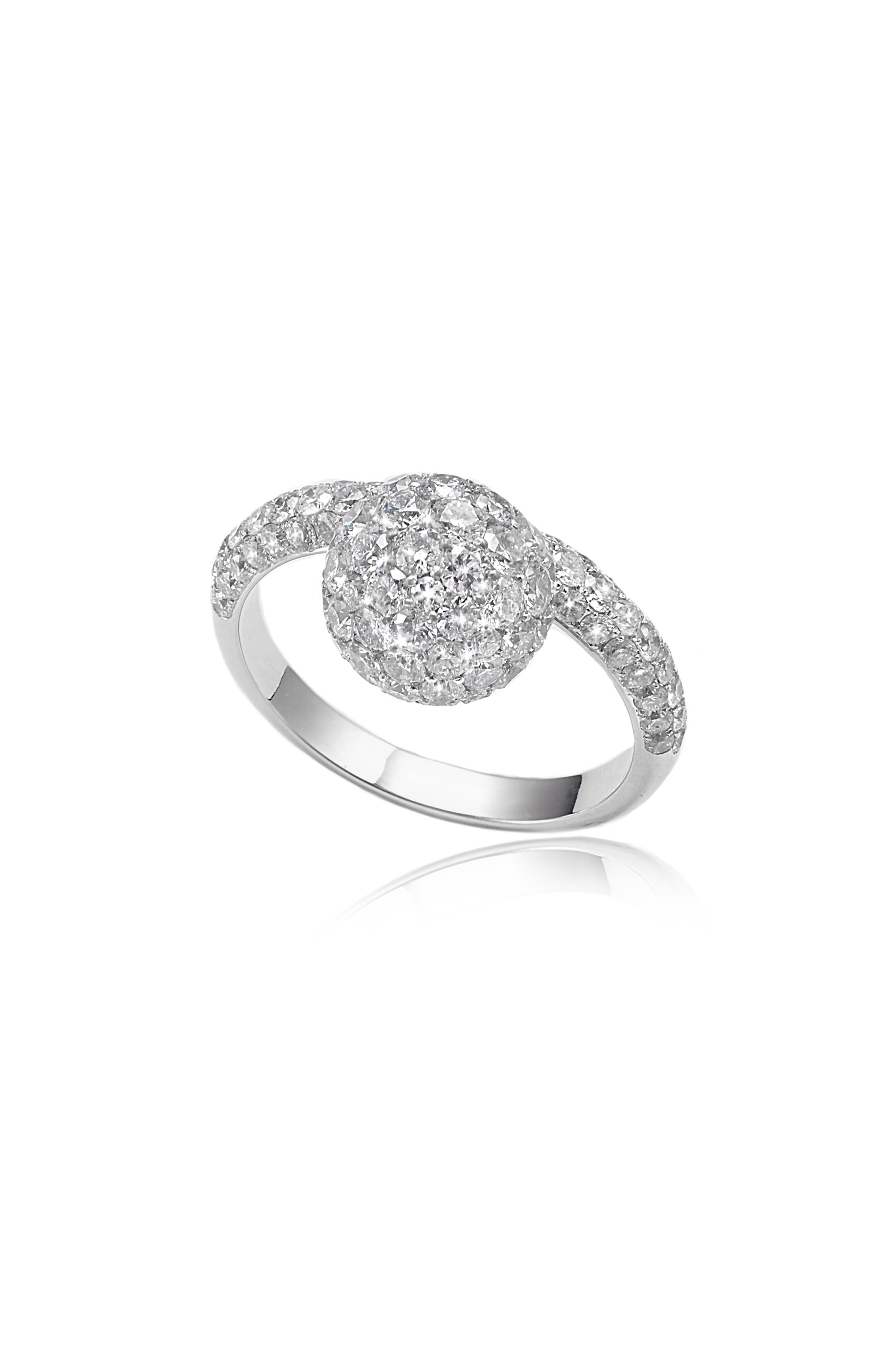 Nam Cho - 18k White Gold Diamond Hanging Ball Cocktail Ring - view 2