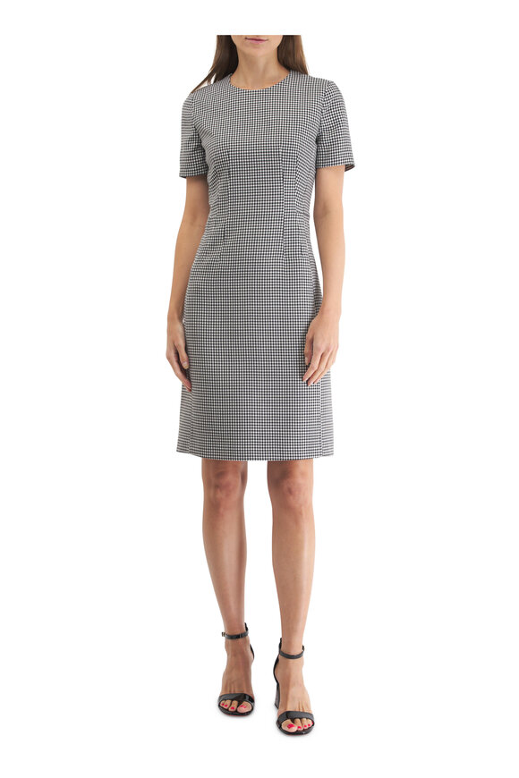 Akris - Black & Ecru Plaid Sheath Dress 