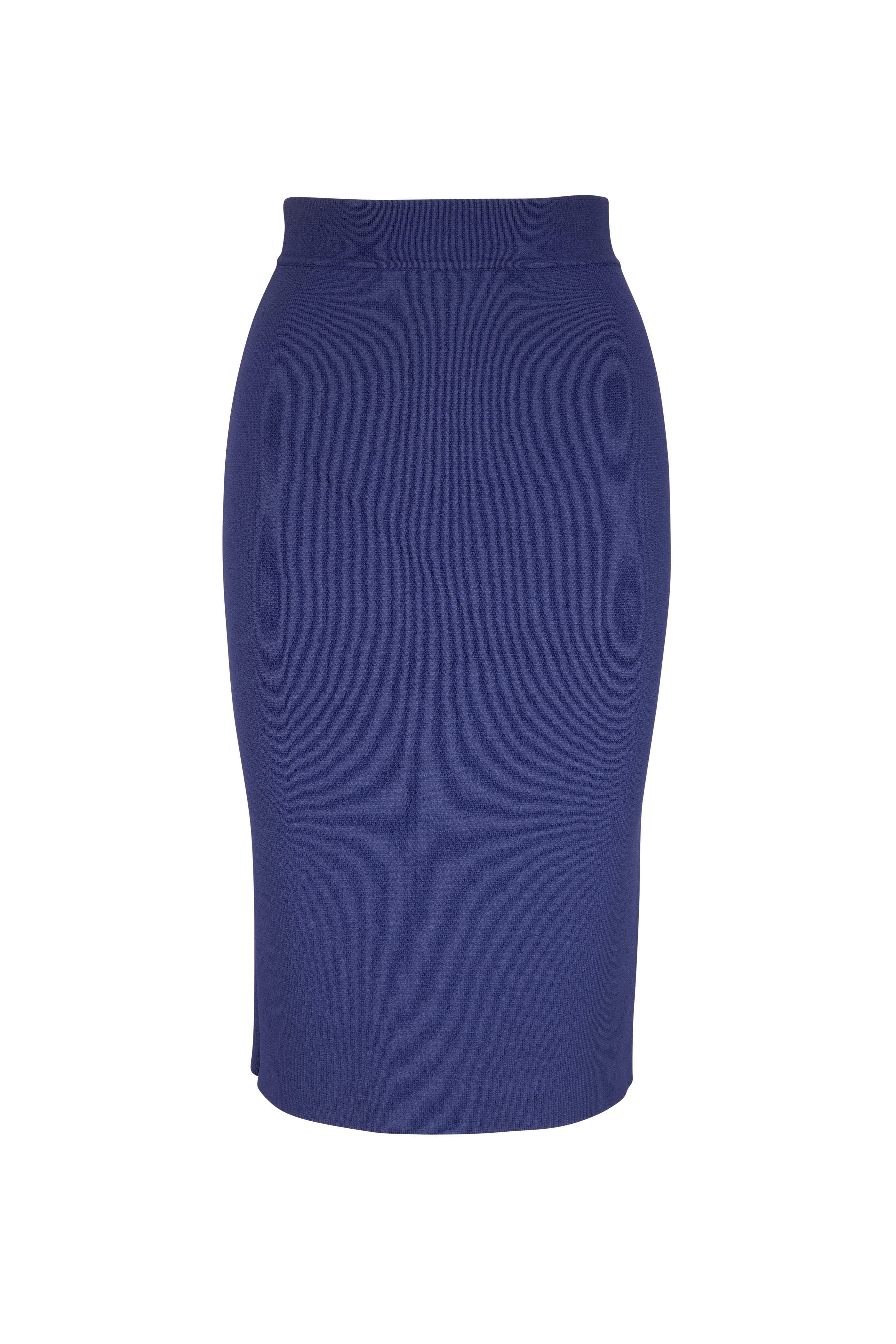 Scanlan Theodore - Royal Crepe Knit Slit Back Skirt