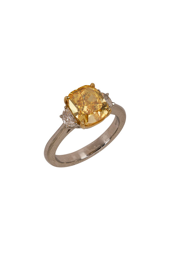 Estate Jewelry - Platinum Fancy Yellow Diamond Ring