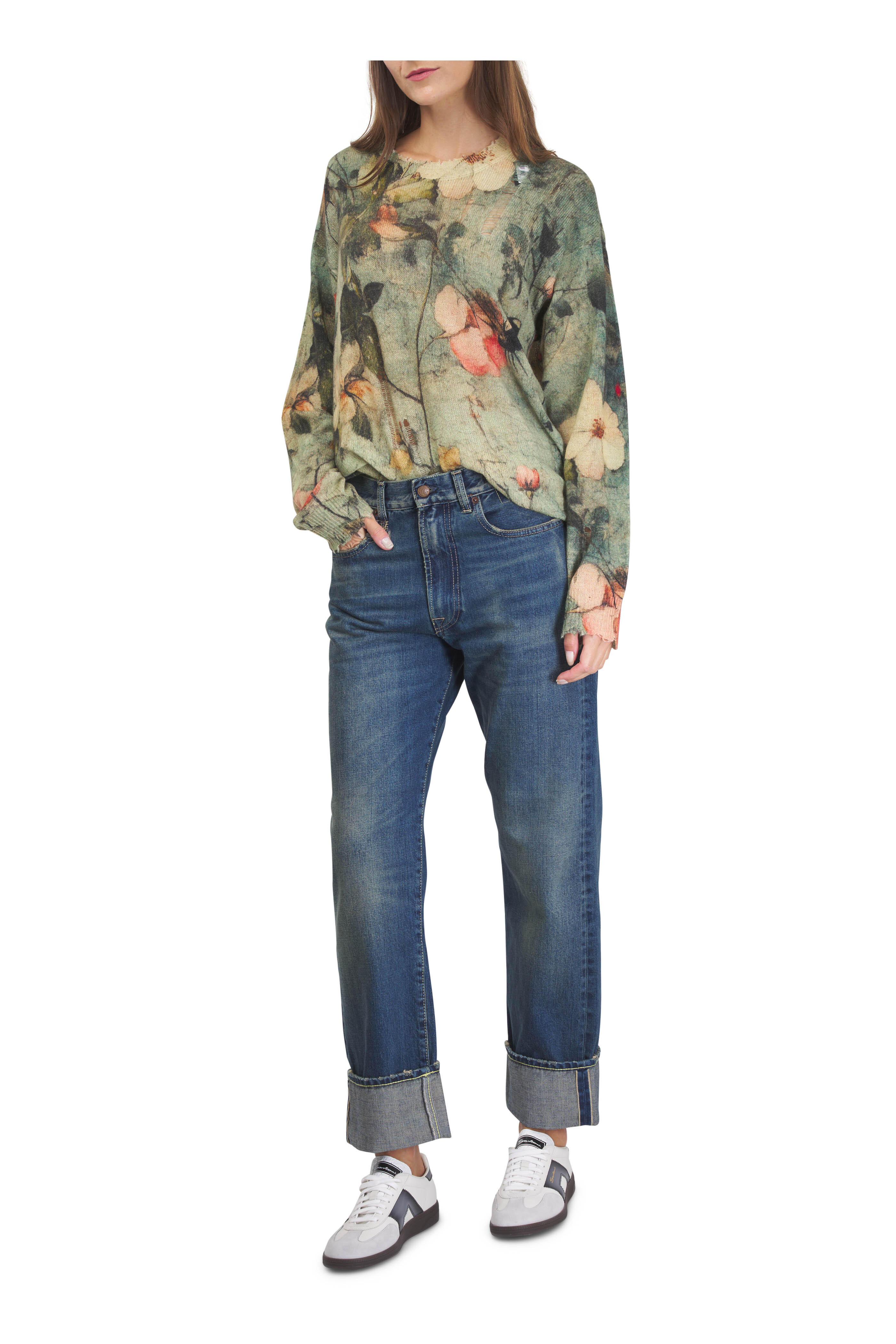 R13 - Blue Cuffed Boyfriend Jean