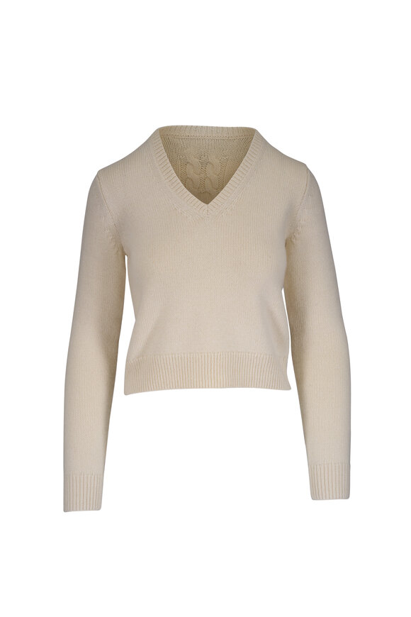 Nili Lotan Everstyn Ivory Cashmere & Alpaca V-Neck Sweater