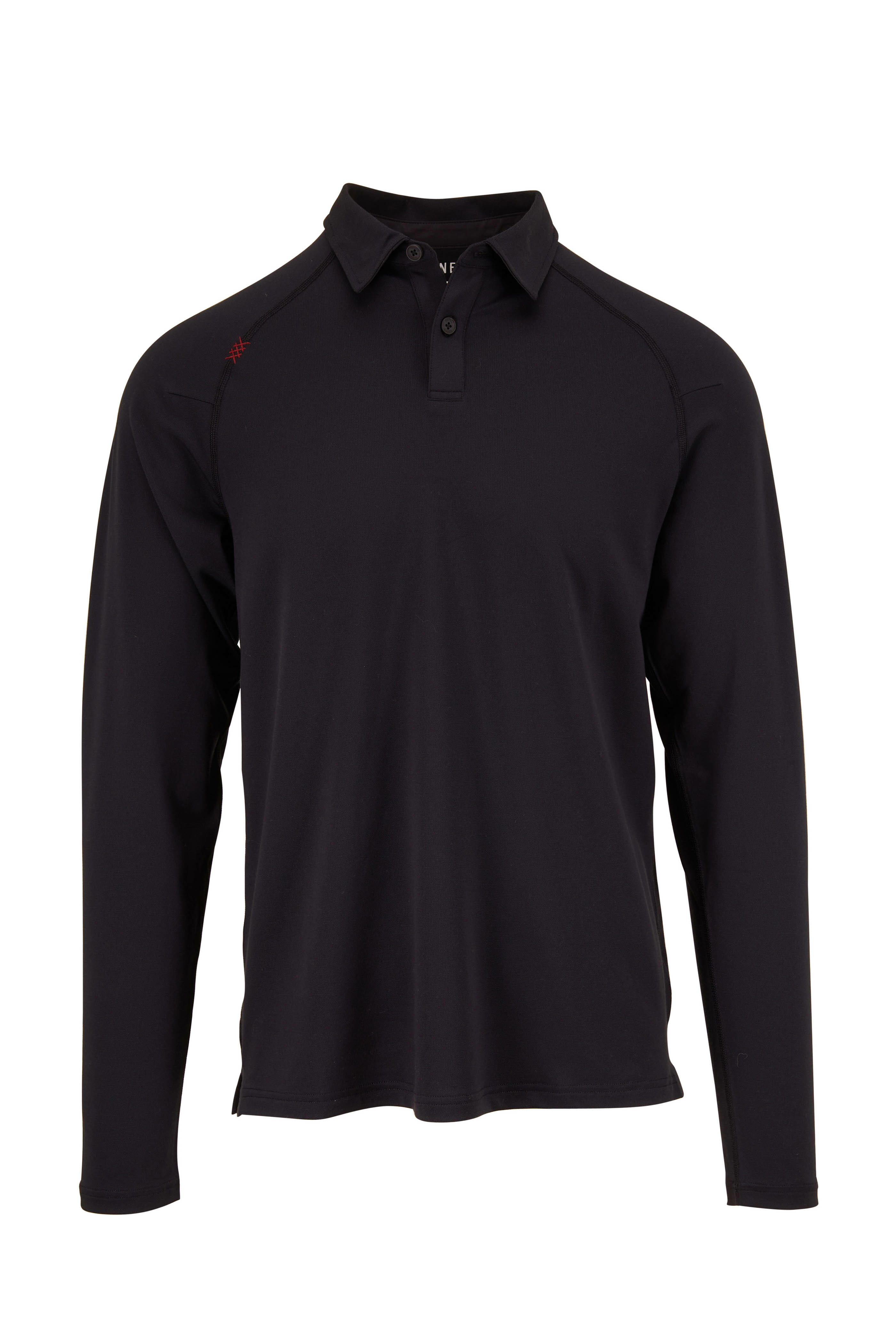 Rhone Apparel - Delta Black Piqué Long Sleeve Polo