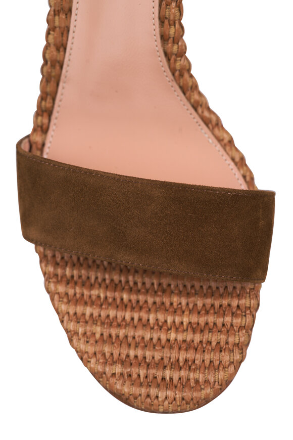 Gianvito Rossi Luana Brown Suede & Raffia Sandal, 85mm - view 5