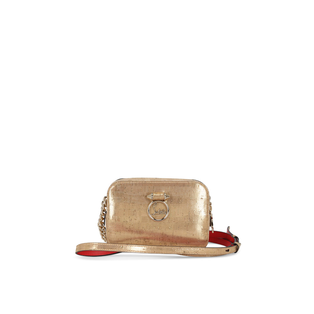Christian Louboutin - Gold Metallic Cork & Leather Small Camera Bag