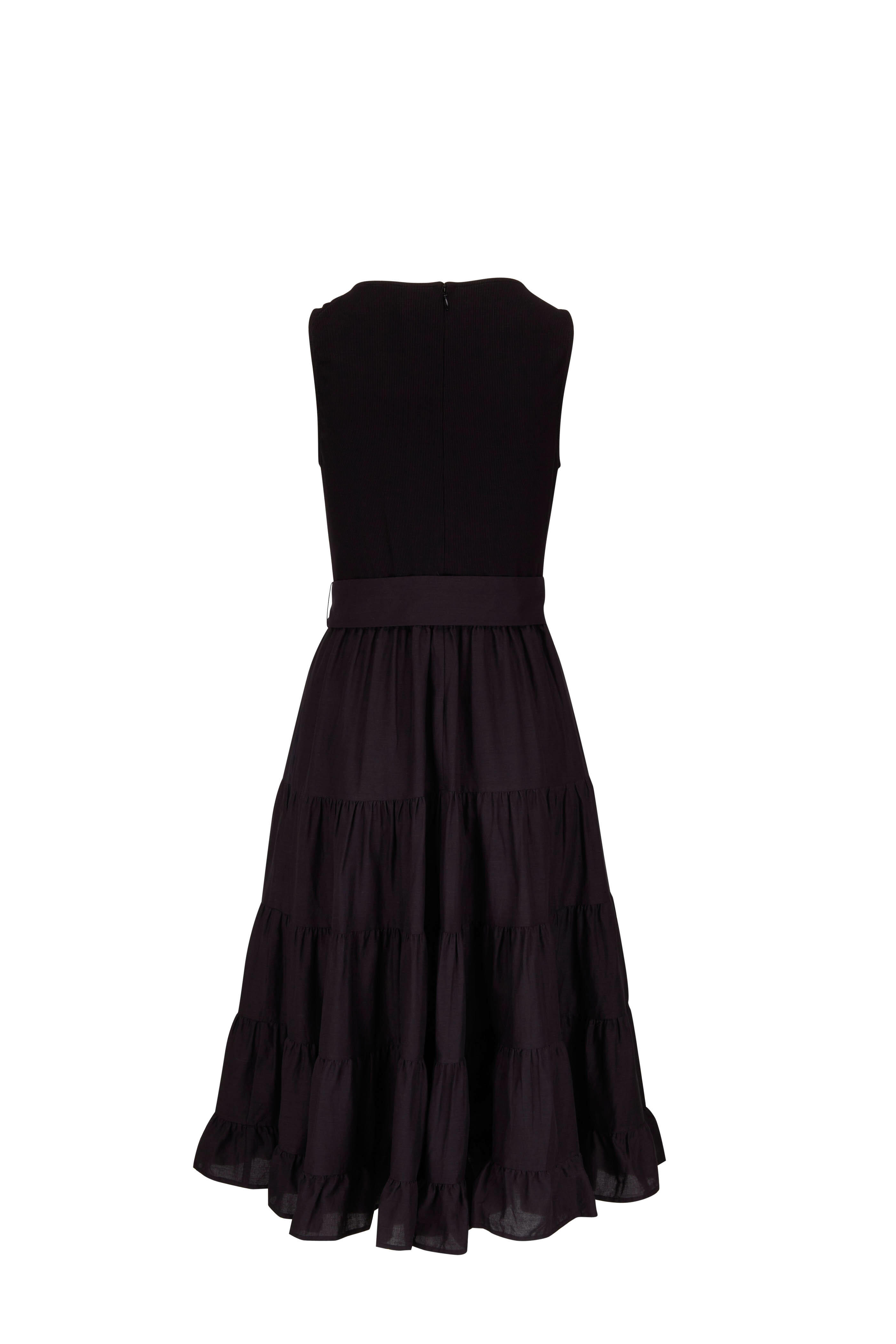 PAIGE - Samosa Black Cotton Blend Midi Dress | Mitchell Stores