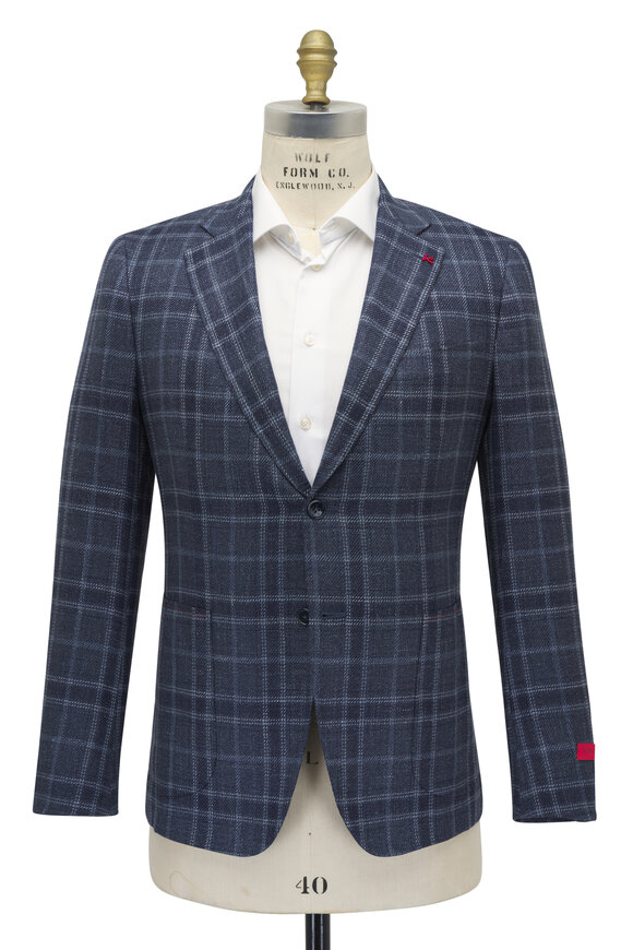 Isaia - Medium Blue Rustic Overcheck Sport Coat