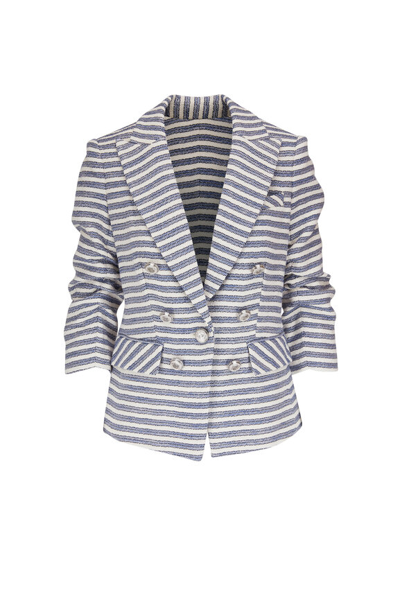 Veronica Beard - Ryland Blue Multi Striped Tweed Dickey Jacket 