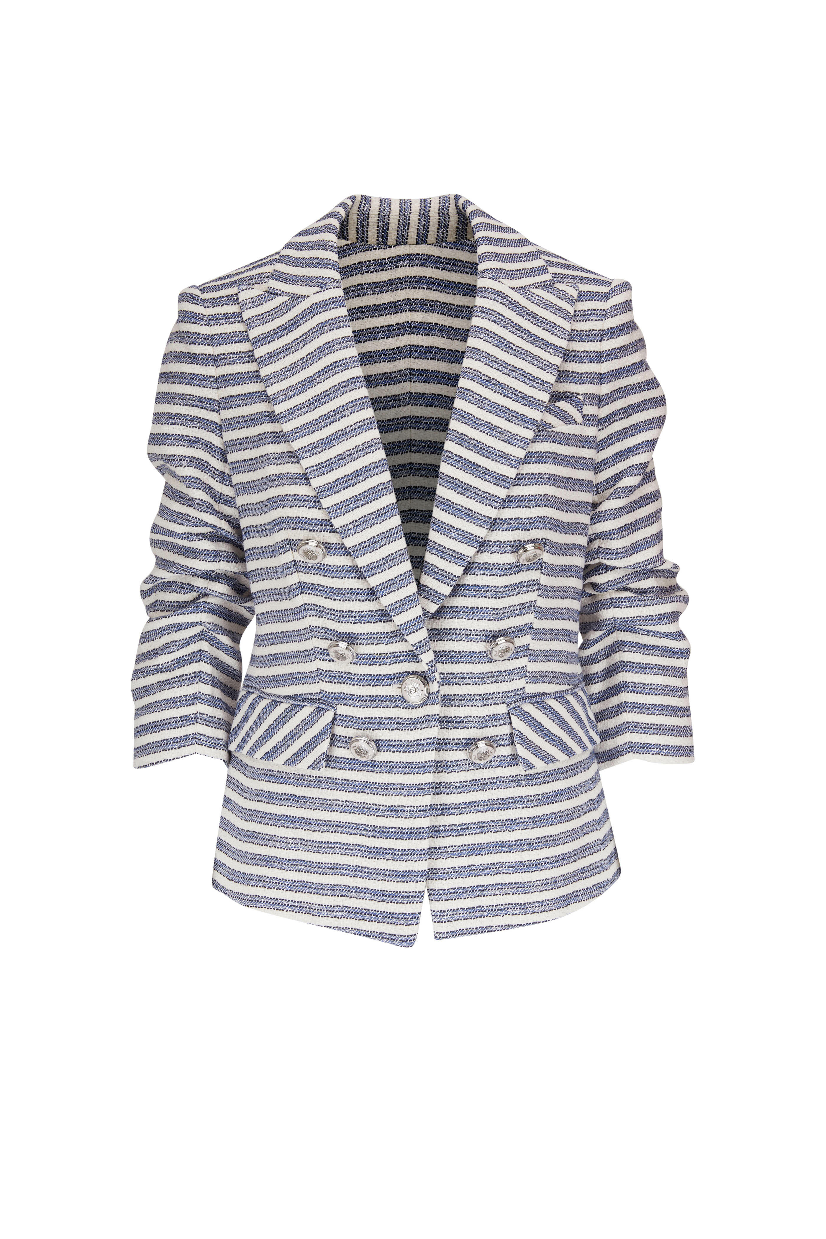 Veronica Beard - Ryland Blue Multi Striped Tweed Dickey Jacket