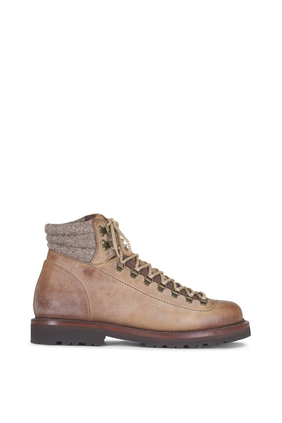Brunello Cucinelli Chestnut Leather Hiking Boot - view 6