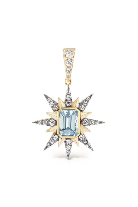 Marlo Laz -  Starburst Aquamarine & Diamond Charm