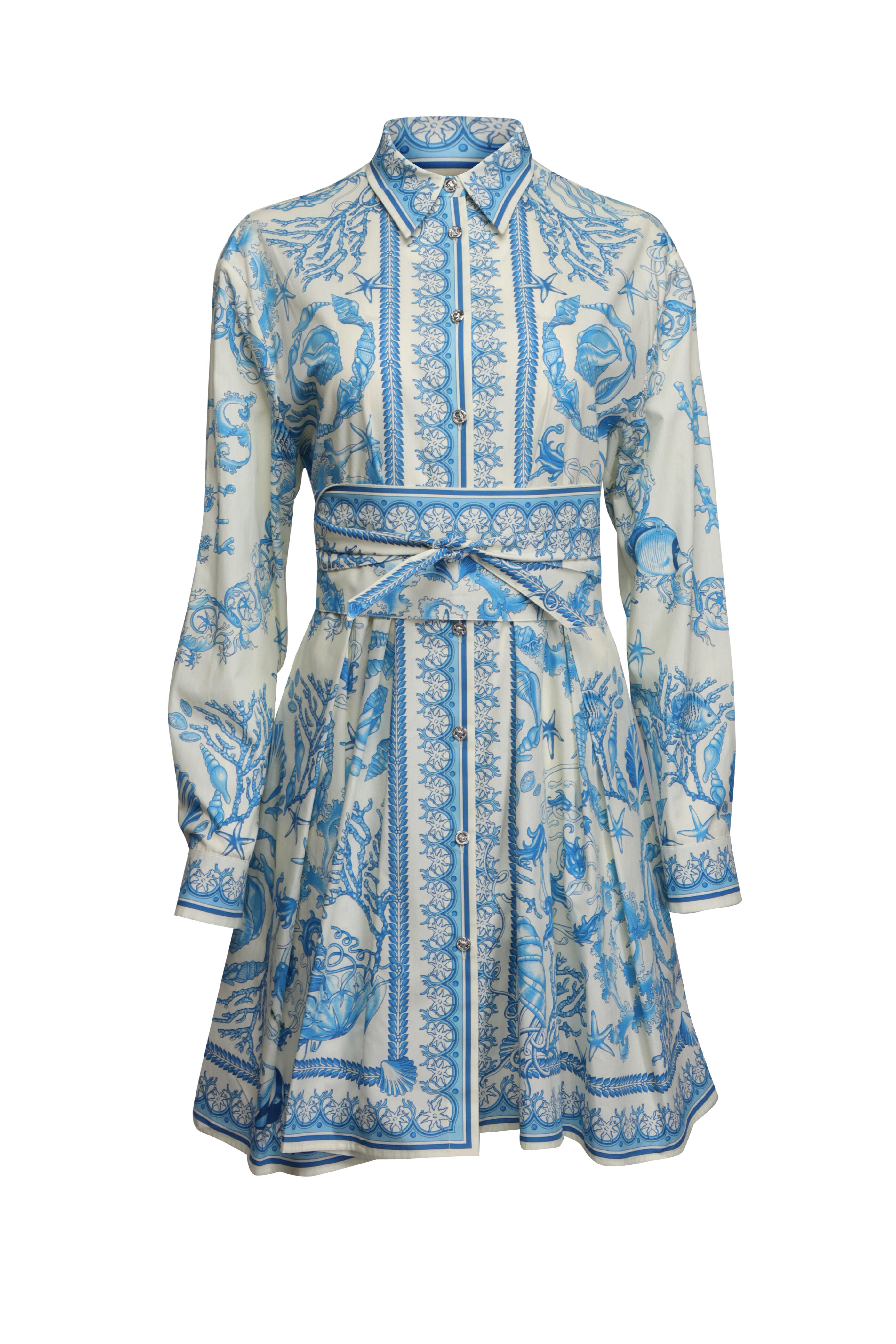 Versace - Underwater Barocco Eggshell Mini Shirtdress