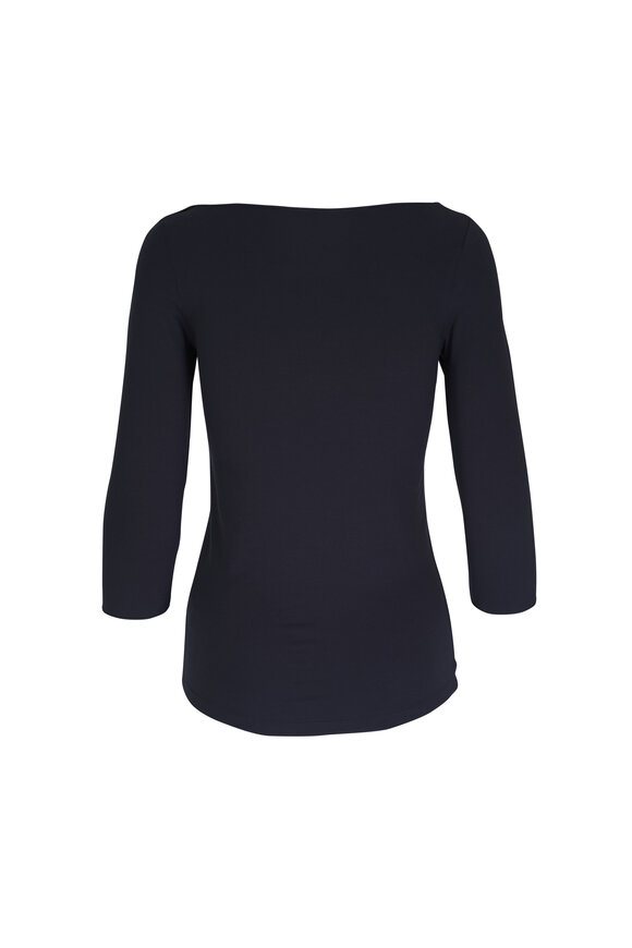 Majestic - Navy Blue Boatneck Top