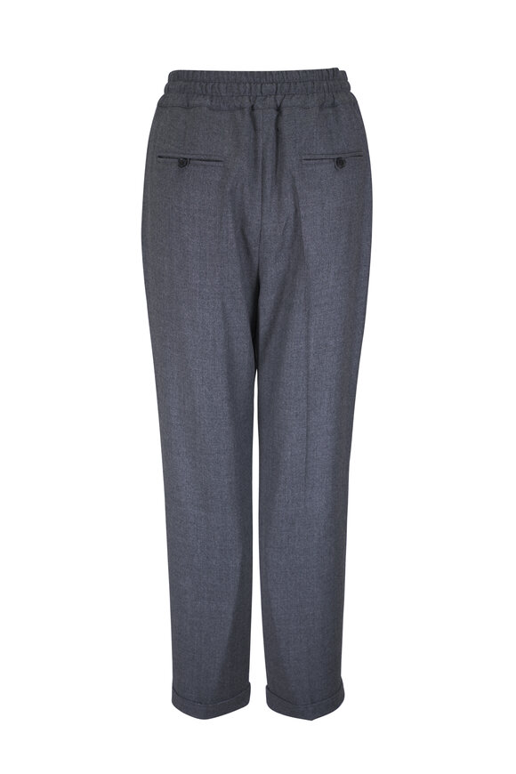 Kiton Gray Virgin Wool Drawstring Pant - view 6