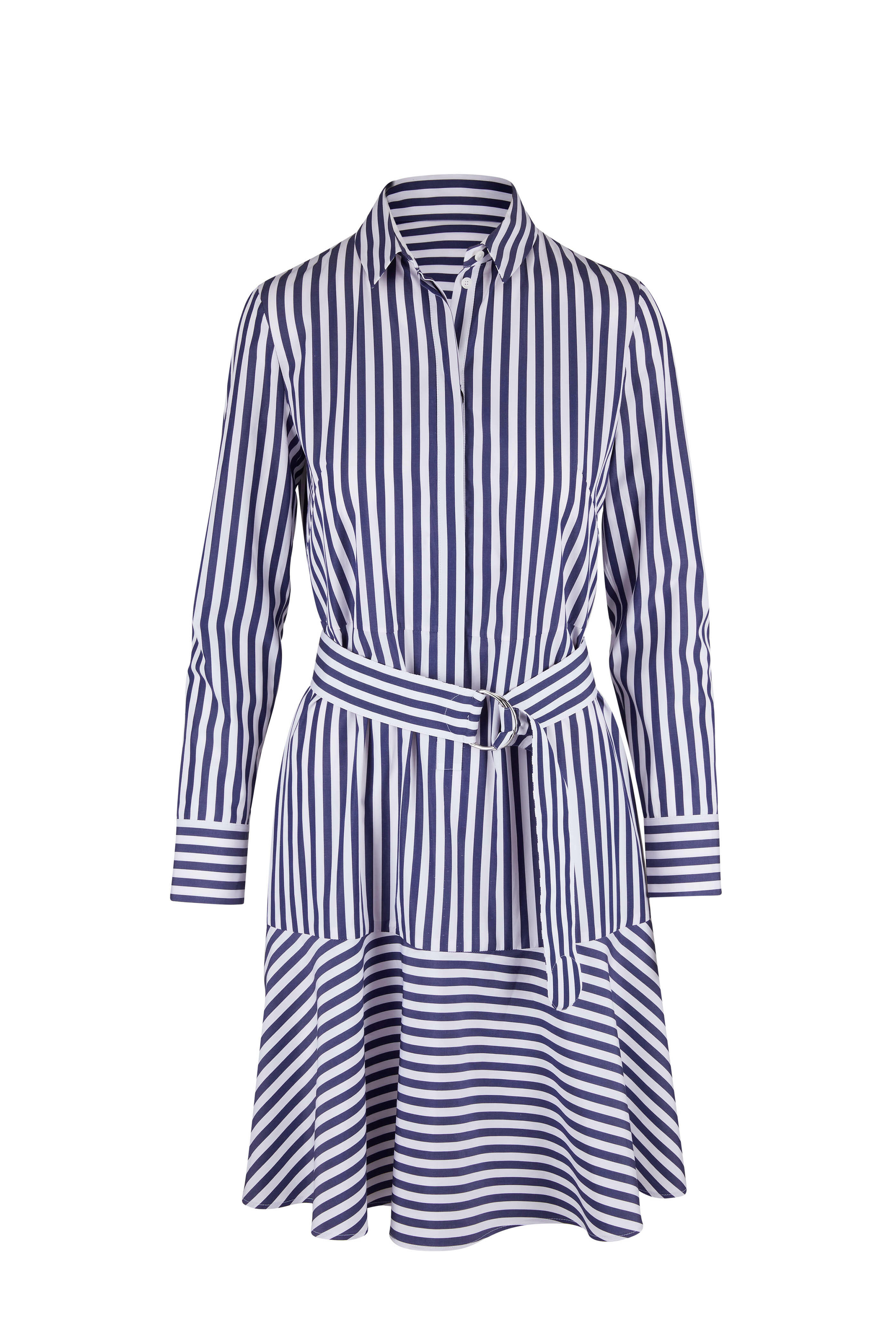 Akris Punto - Navy & Cream Stripe Long Sleeve Dress