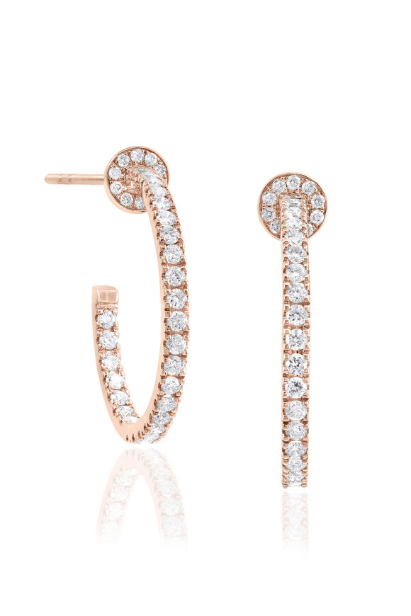 Nam Cho 18-karat Rose Gold Diamond Pave Hoop Earrings