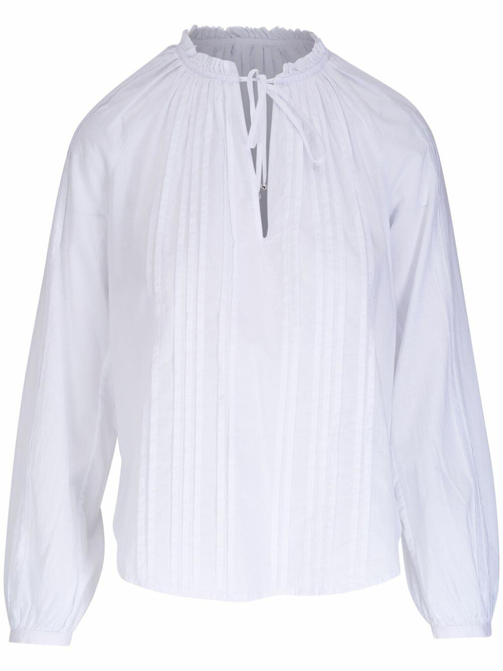 Veronica Beard - Jaxon White Pleated Cotton Top