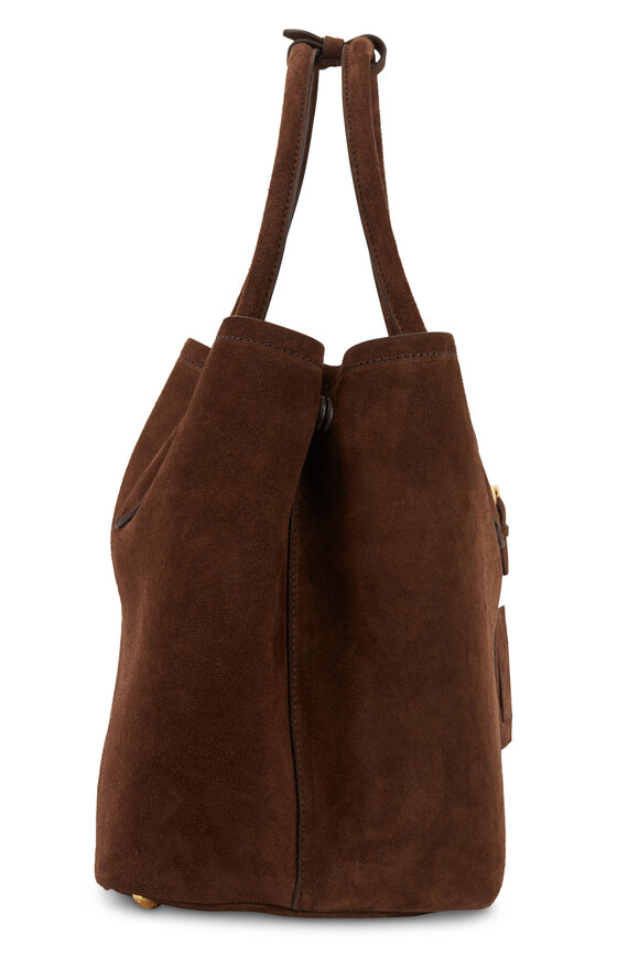 Prada Dark Brown (Mogano) Suede Double Bag Mitchell Stores