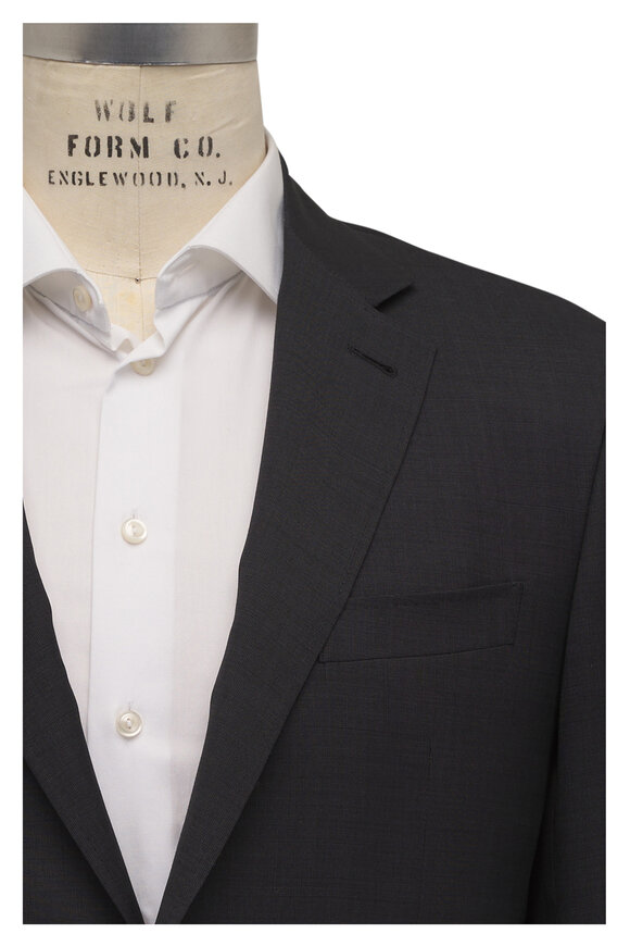 Canali Charcoal Gray Micro Neat Wool Suit