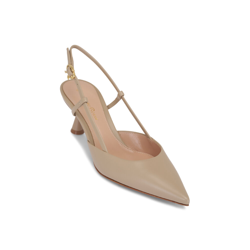 Gianvito Rossi - Ascent Sand Leather Slingback, 55mm