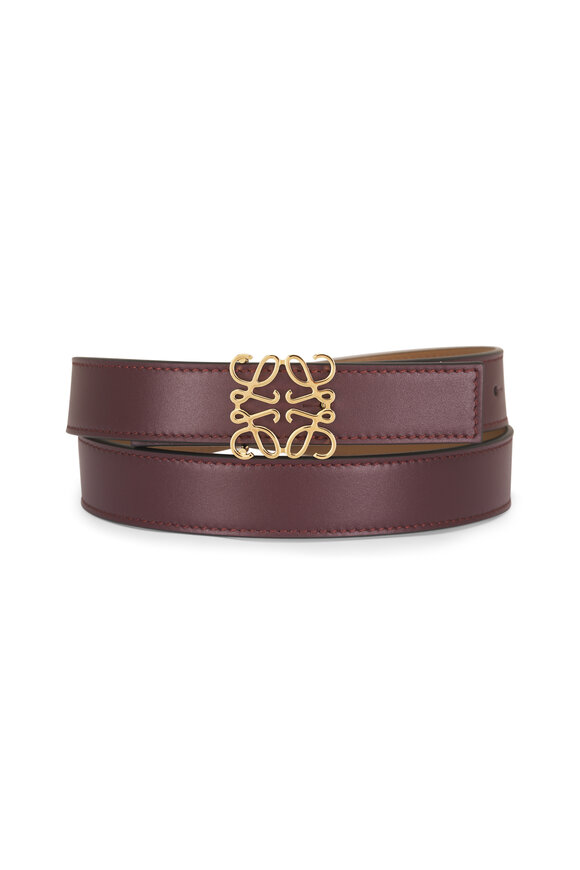 Loewe Burgundy & Gold Reversible Anagram Leather Belt - view 1