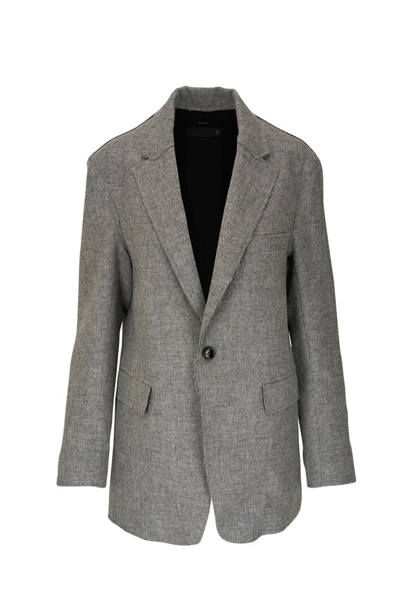 R13 - Raw Cut Ragged Heather Gray Blazer 