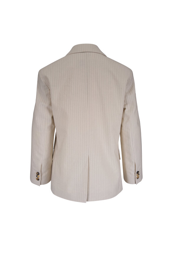 Dries Van Noten Birdy Ecru Embroidered Stripe Blazer - view 2