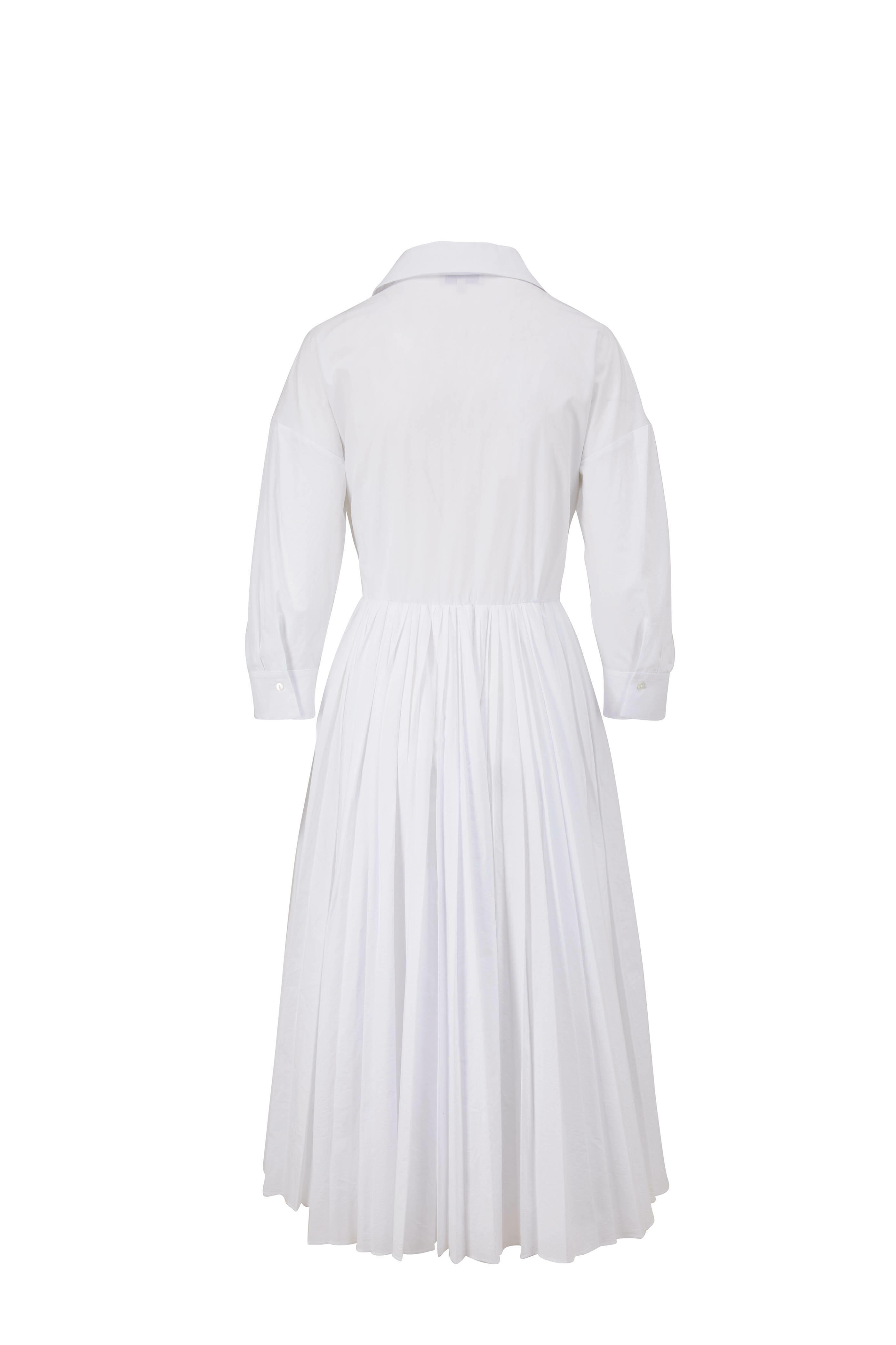 Antonelli - Manuela White Cotton Pleated Skirt Dress