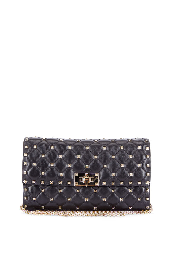 Valentino Garavani - Rockstud Black Quilted Leather Chain Crossbody 