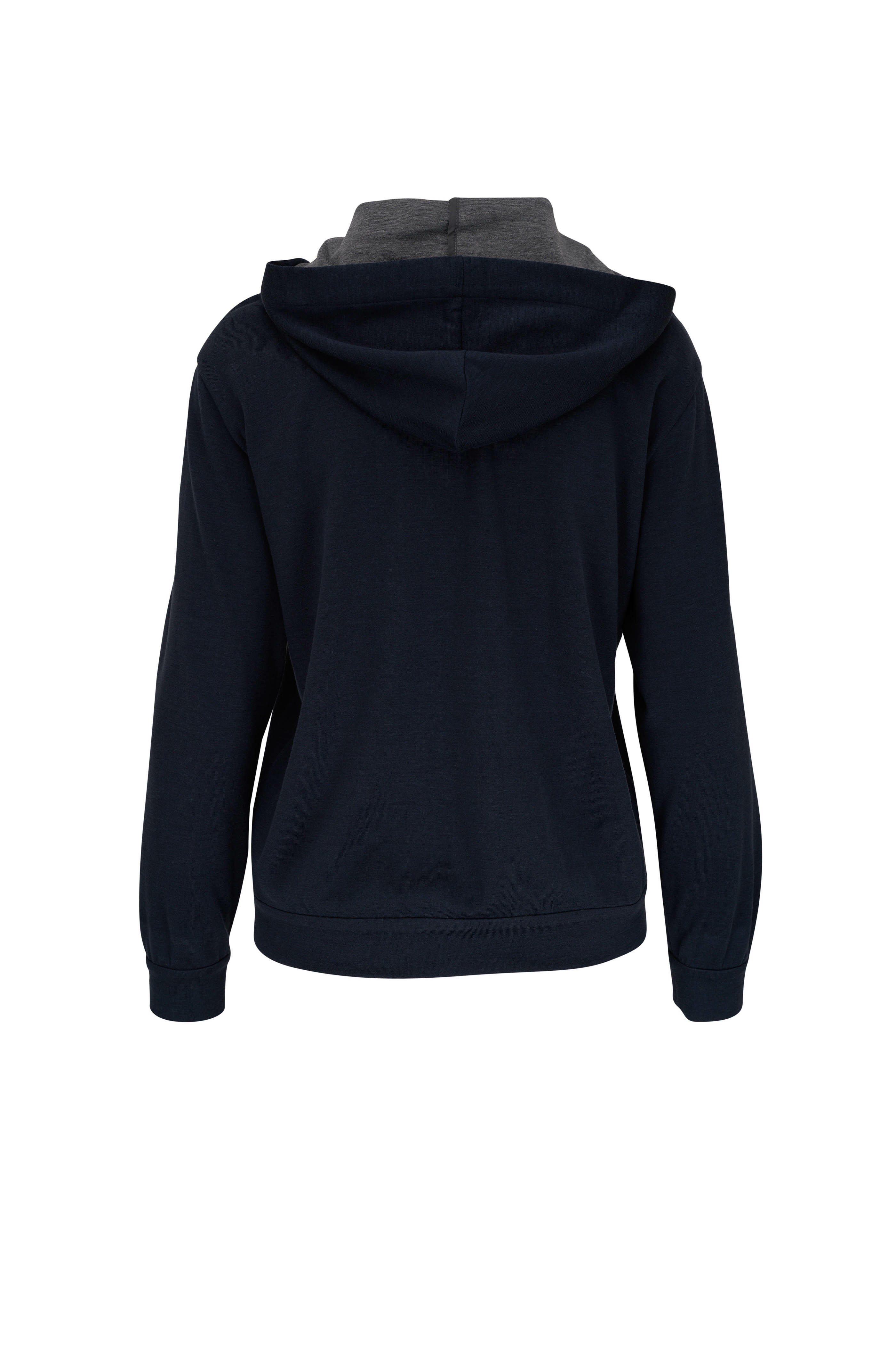 Brunello Cucinelli - Navy Cotton & Silk Zip-Up Spa Hoodie