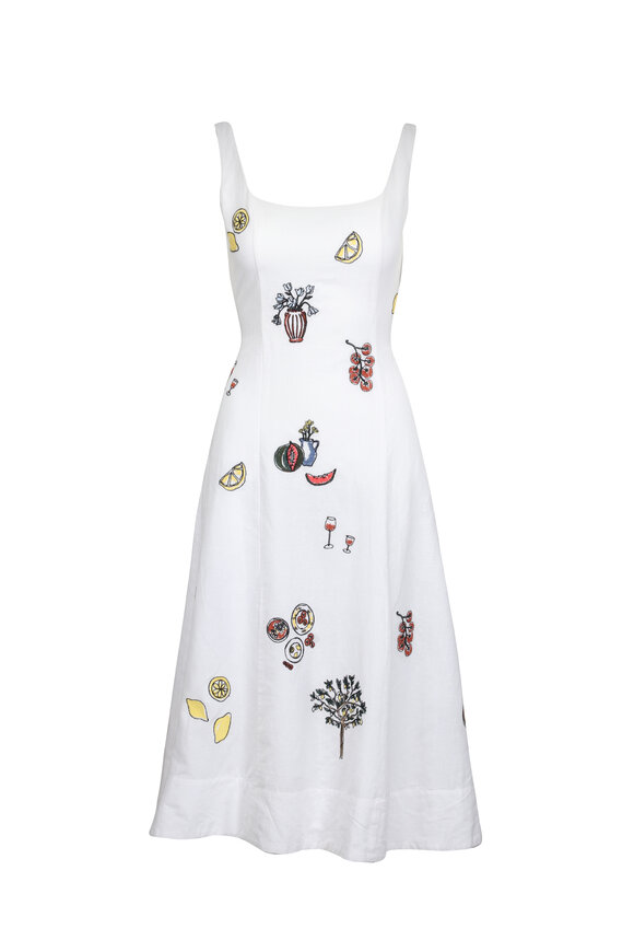 Tanya Taylor Soren Embroidered White Midi Dress - view 1