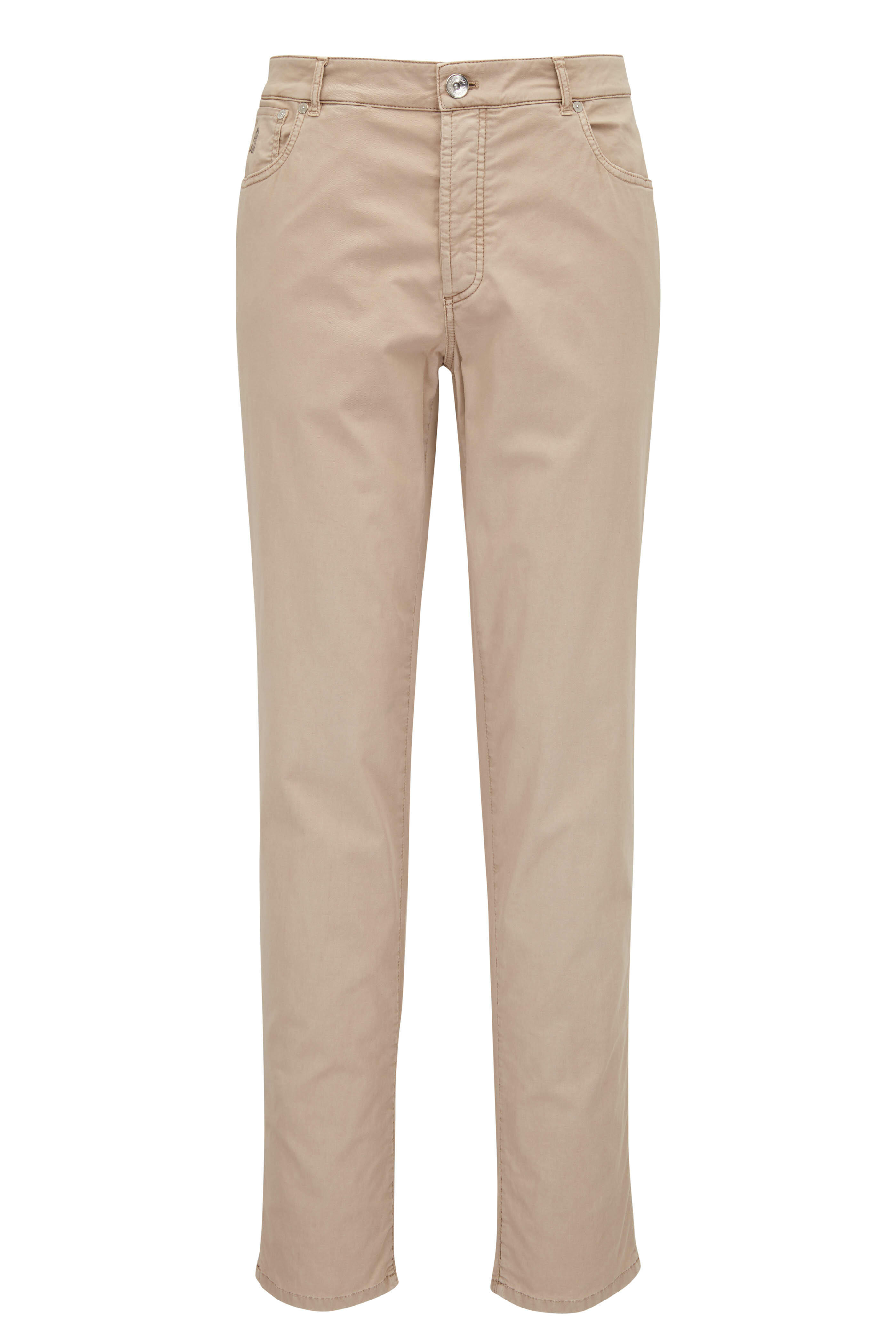 Brunello Cucinelli - Khaki Dyed Stretch Cotton Five Pocket Pant