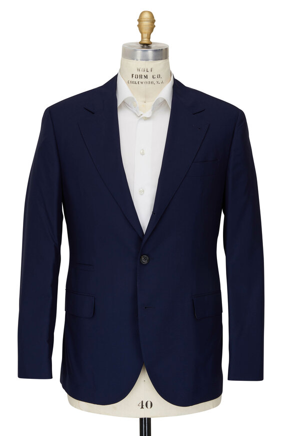 Brunello Cucinelli - Navy Solid Wool & Silk Travel Suit