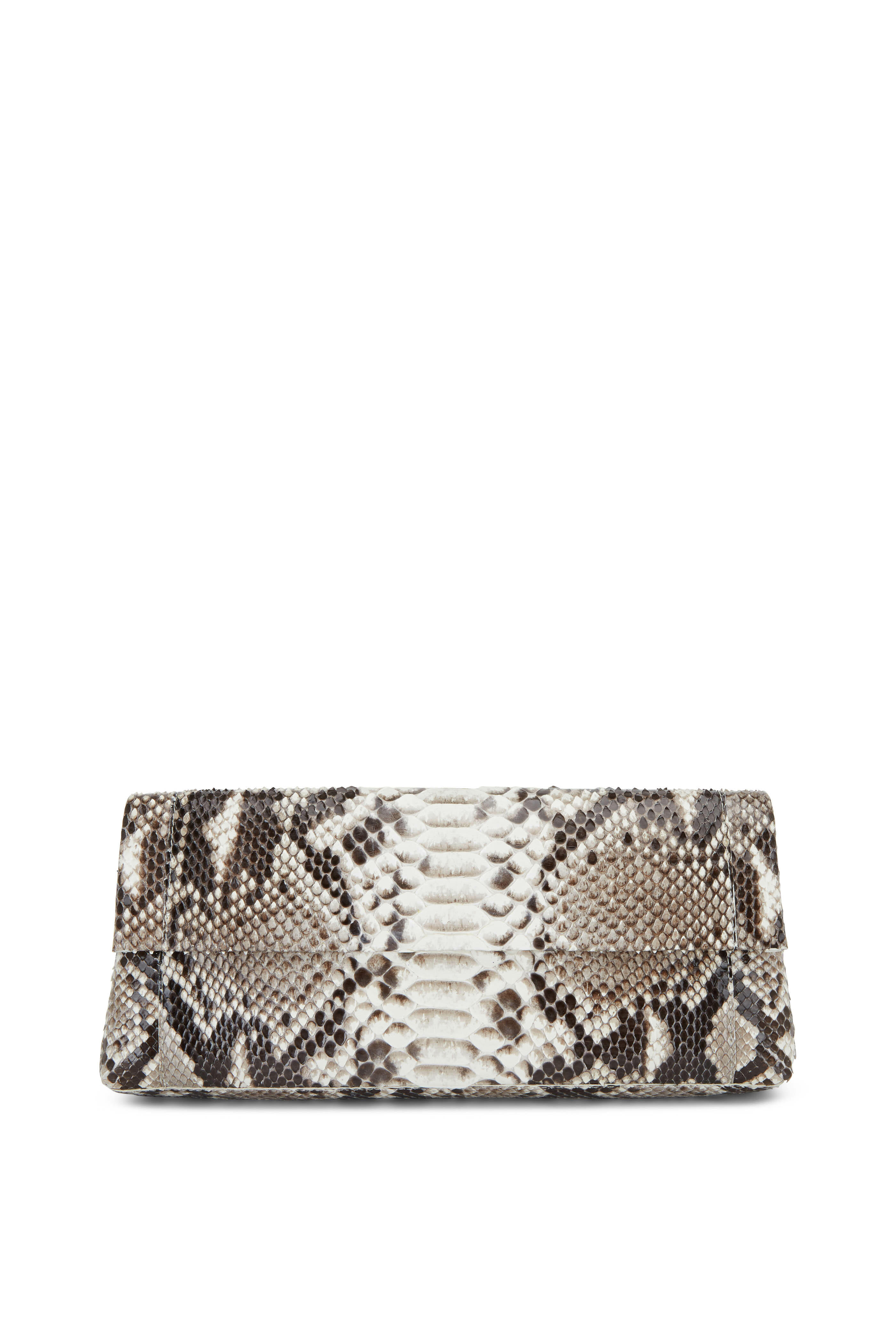 Akris Anouk Python Snakeskin Envelope Clutch Bag Silver