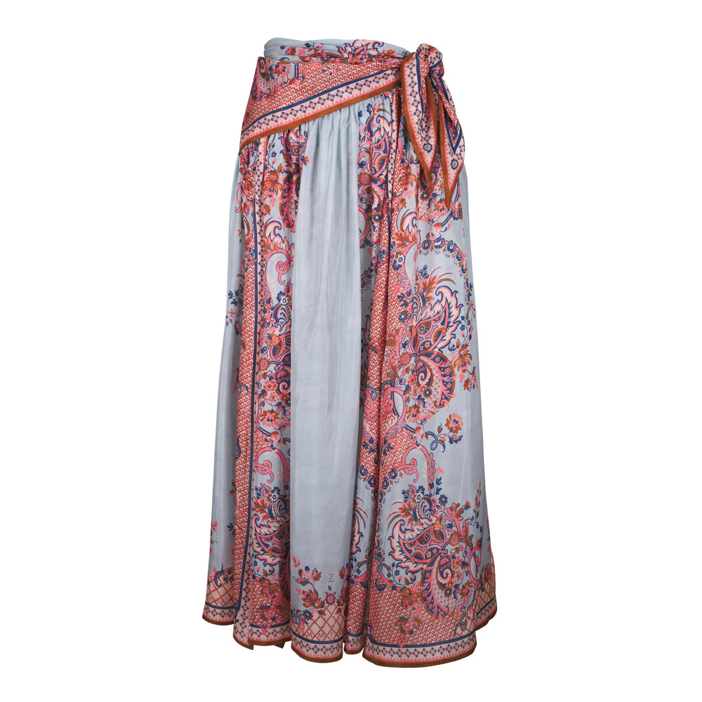 Zimmermann - Aster Scarf Multi Color Print Midi Skirt