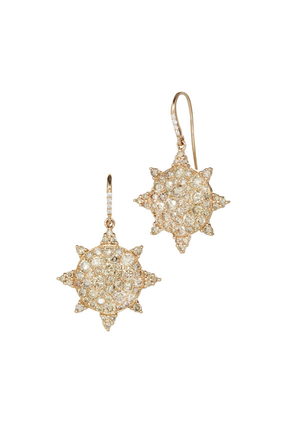 Nam Cho - Pink Gold Champagne Diamond Round Earrings