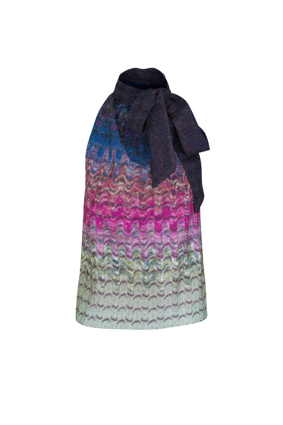 Missoni Viscose Lamé Sleeveless Top with Scarf Collar - view 1