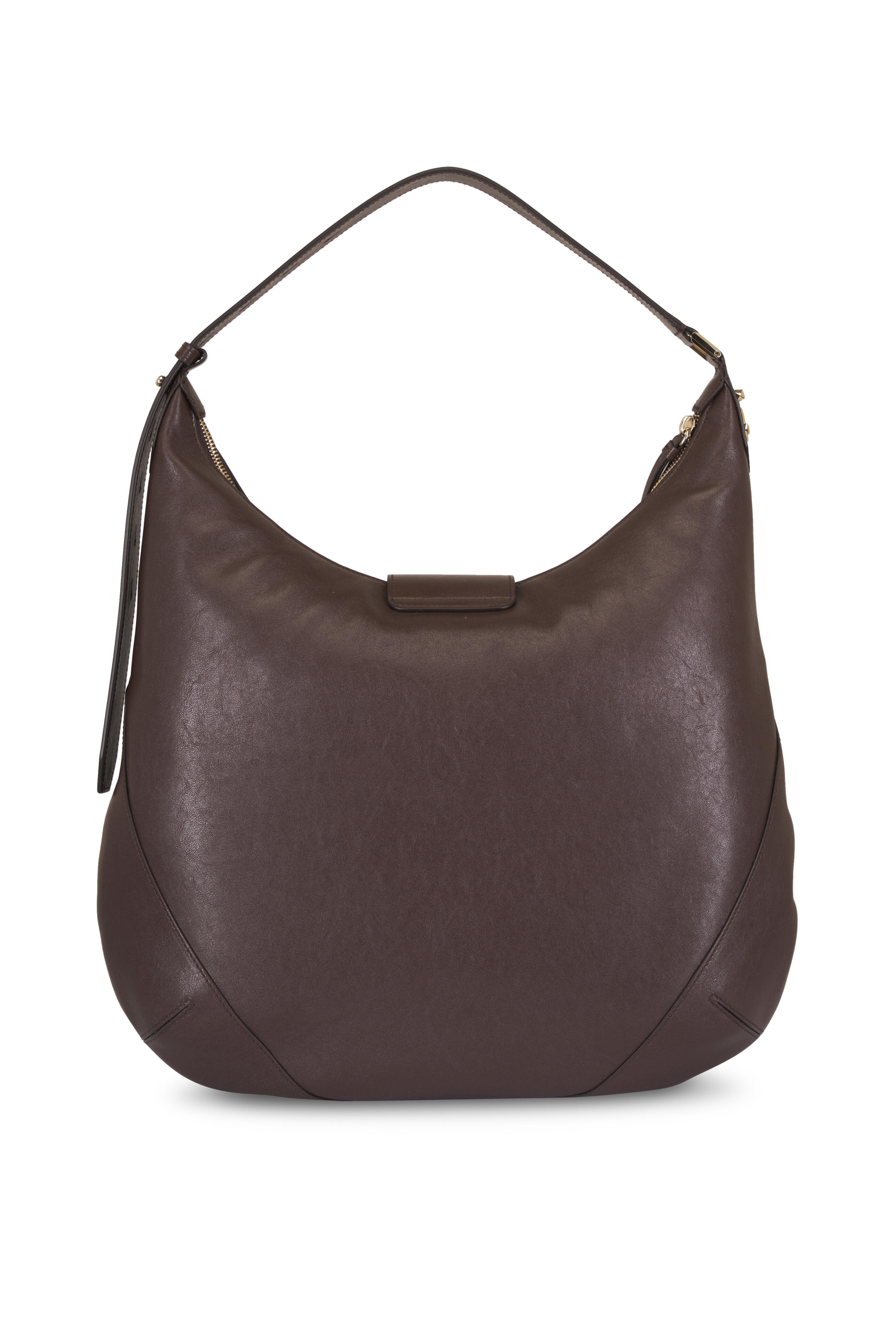 Jimmy Choo - Medium Bar Chocolate Leather Hobo - view 3