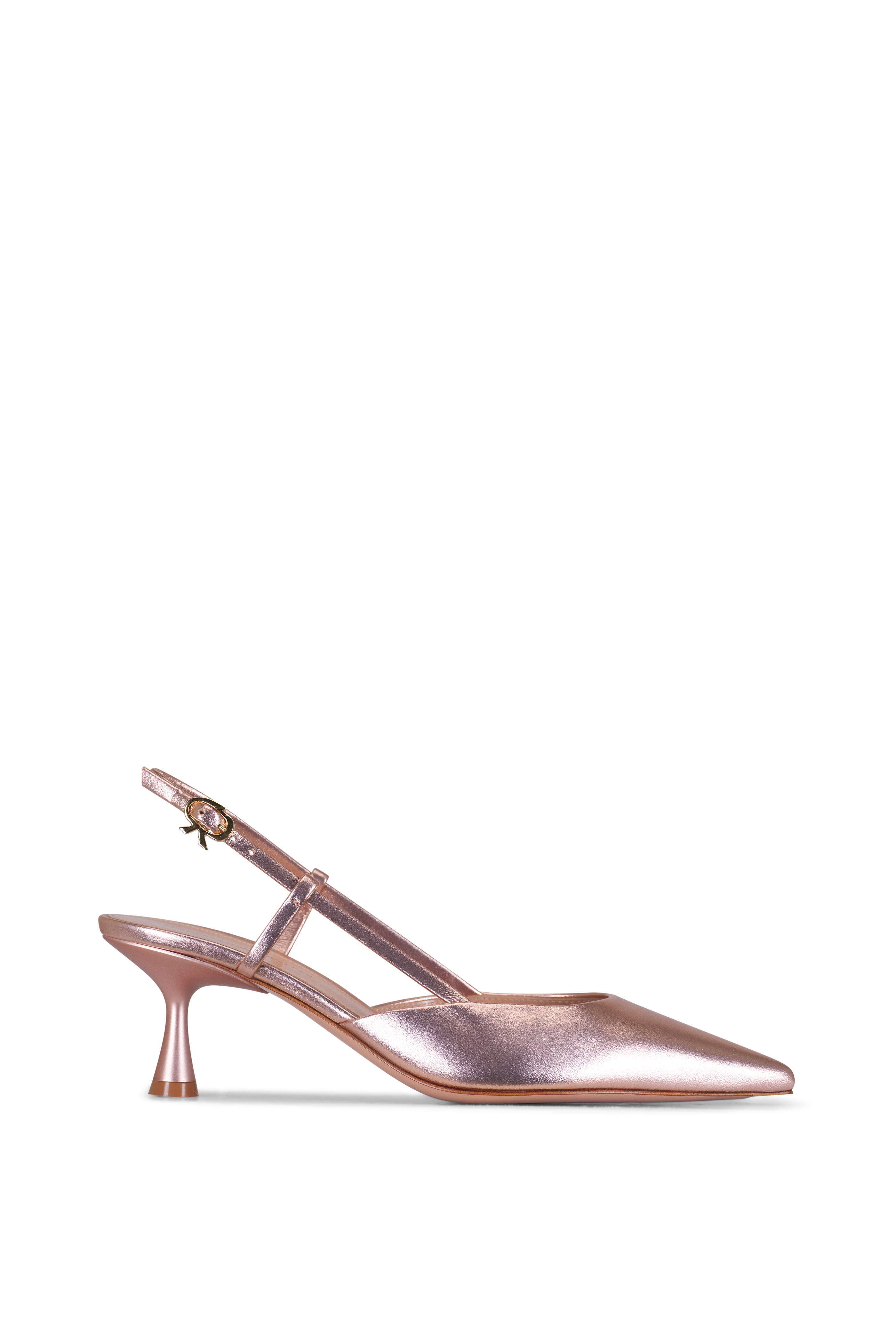 Gianvito Rossi - Ascent Rose Gold Leather Slingback, 55m