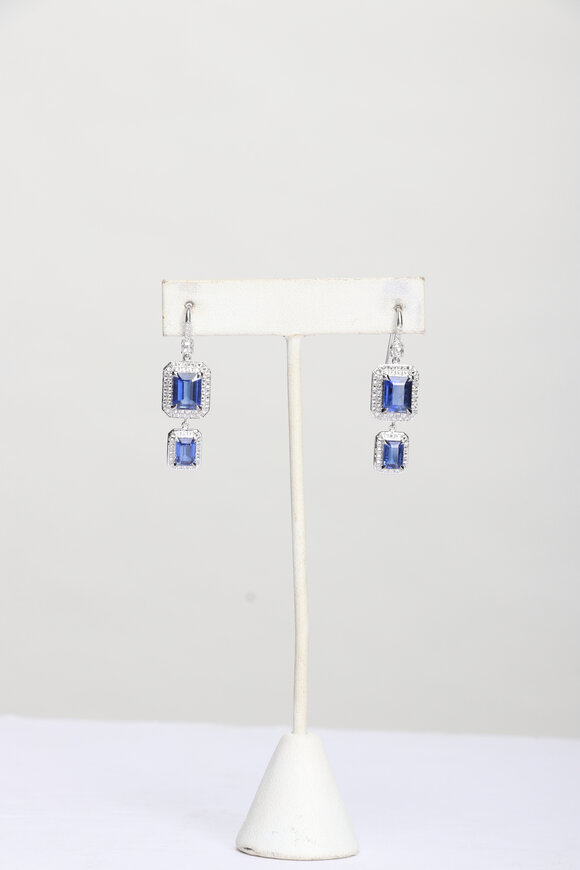 Nam Cho 18k Diamond Kyanite Double Drop Earrings