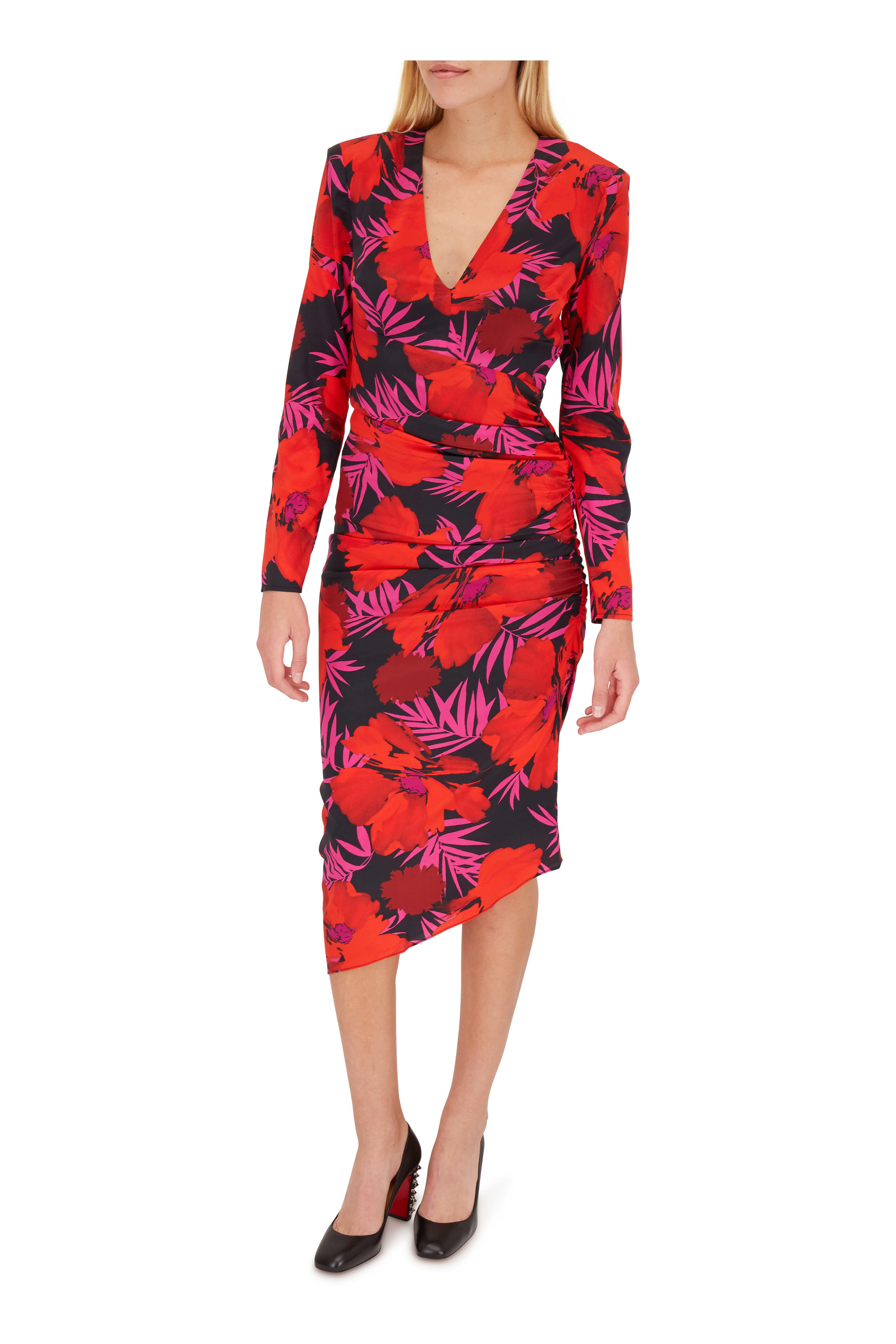 Christian Louboutin - Donna Black Leather Spiked Heel Pump, 85mm