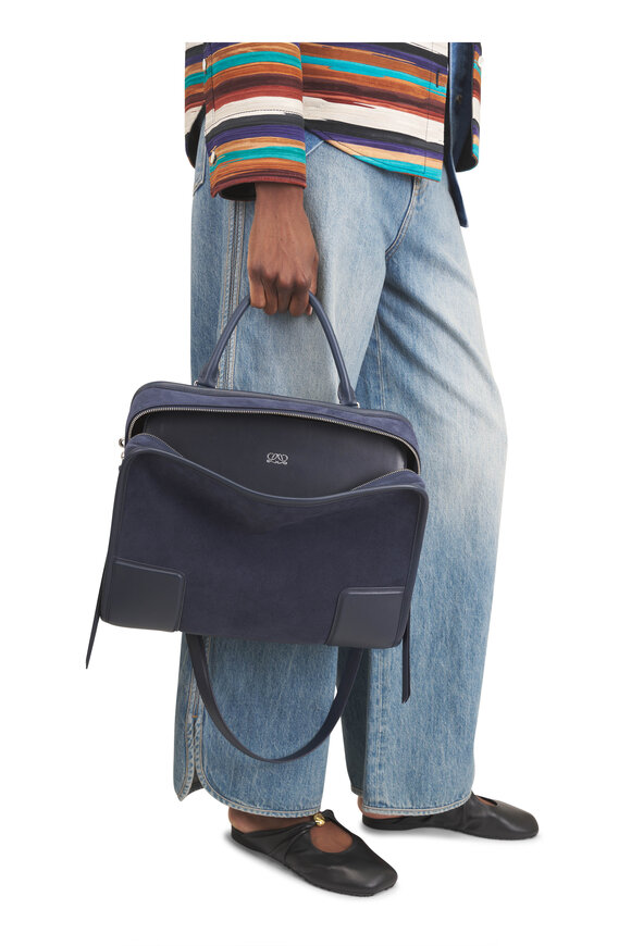 Loewe Large Amazona 180 Deep Navy Suede Bag - view 2