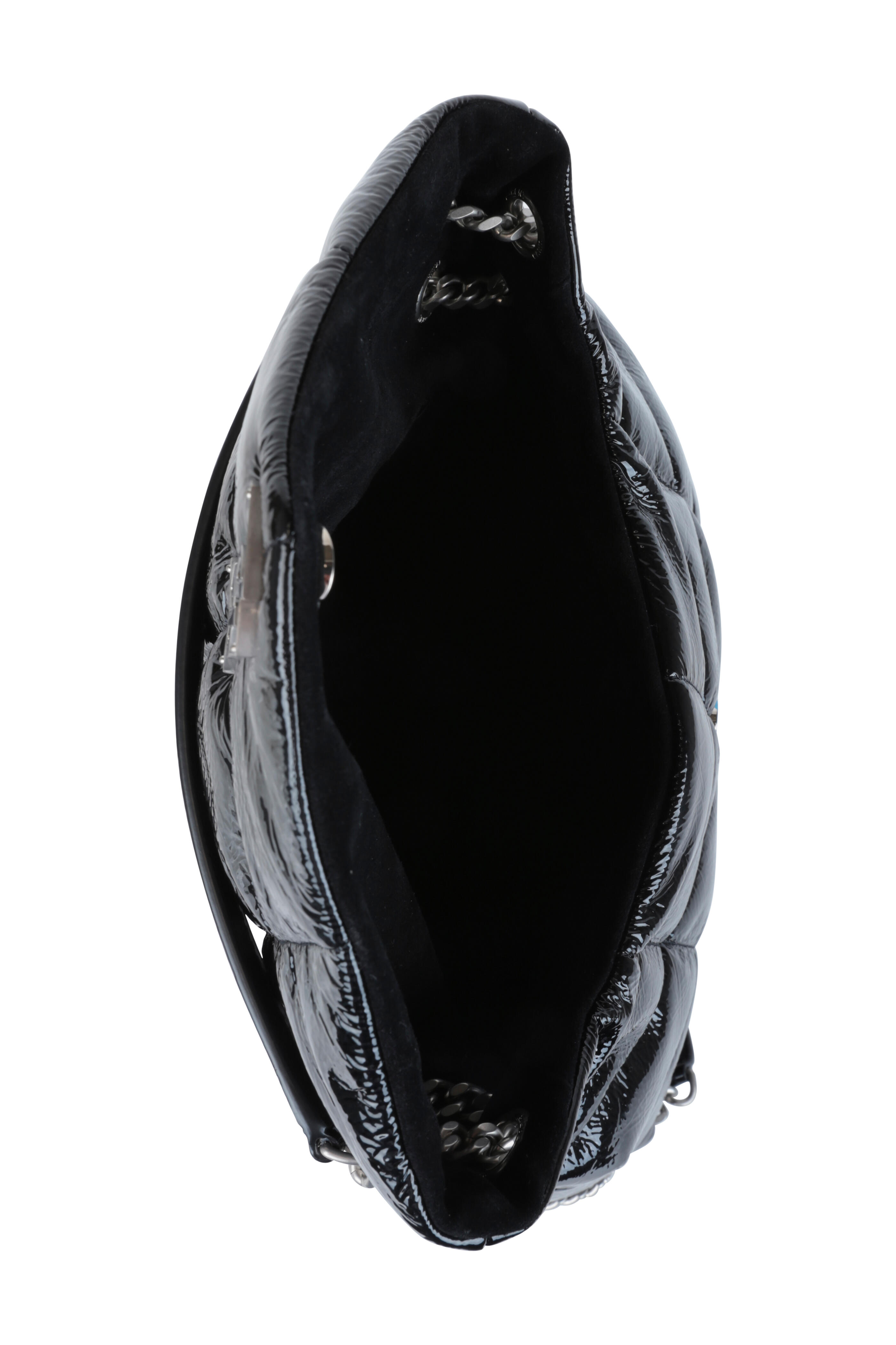 CHANEL Black Patent Leather Jumbo Size Flap Shoulder Bag Crossbody